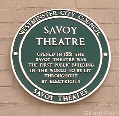 Savoy Theatre plaque
